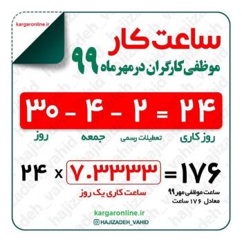 میزان کار کارگران در مهرماه اعلام شد+جدول