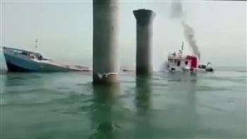 غرق شدن یک شناور باری در دهانه اروند