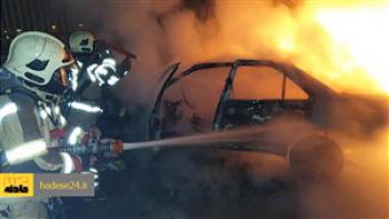 آتش‌سوزی ۴ خودروسواری در محور قلعه قاضی شهرستان بندرعباس