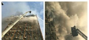  ساختمان پلاسکو در آتش می‌سوزد/ اجرای محدودیت‌های ترافیکی/ عکس