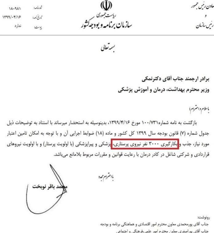 مجوز استخدام ۳۰۰۰ پرستار صادر شد +سند